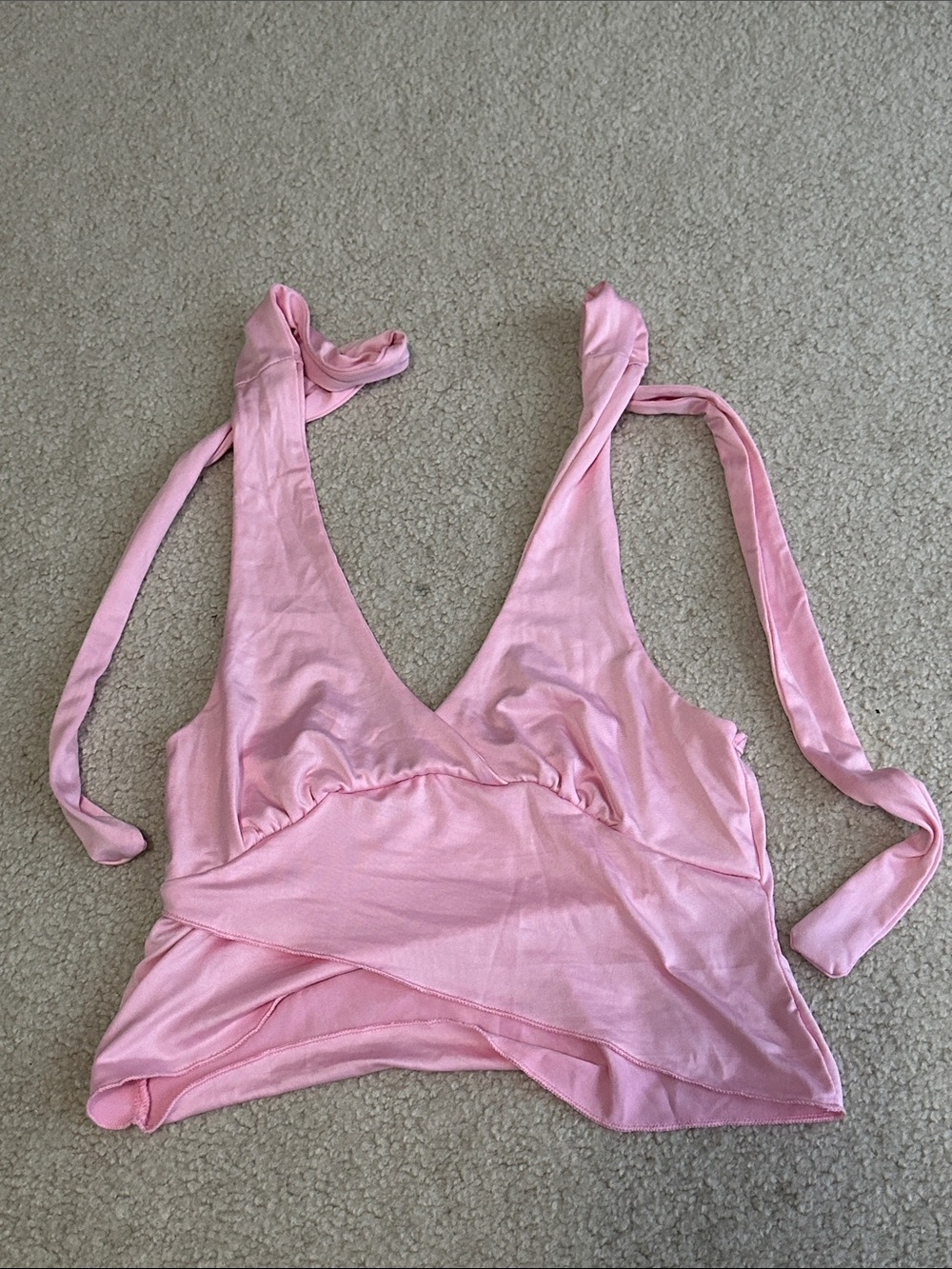 Pink Halter Wrap Crop Top